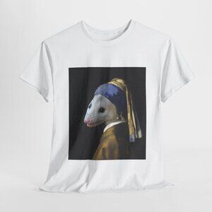 Girl With a Pearl Earring Parody T-Shirt | Funny Possum Art Tee | Classic Painti